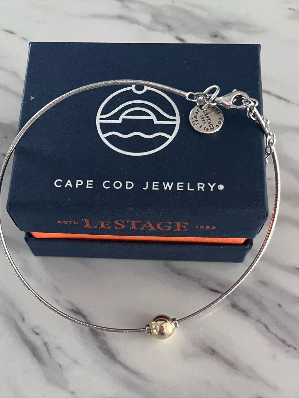 LeStage Two-Tone Sphere Anklet — Silver with Gold Accent